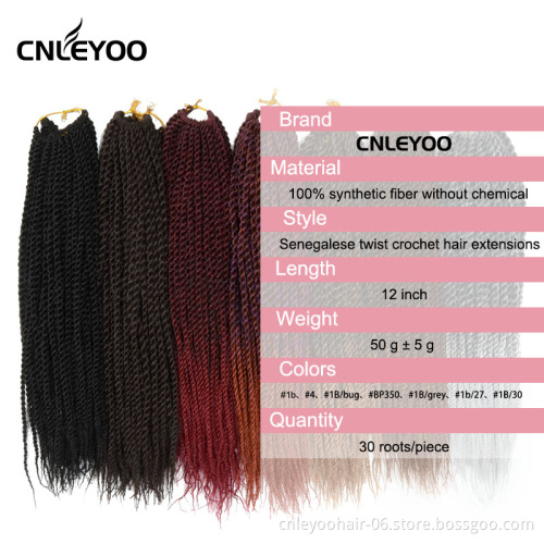 2021 Factory Grey Senegalese Twist Crochet Braids 12 Inch Small Senegalese Twist Braiding Hair Extension For Women
